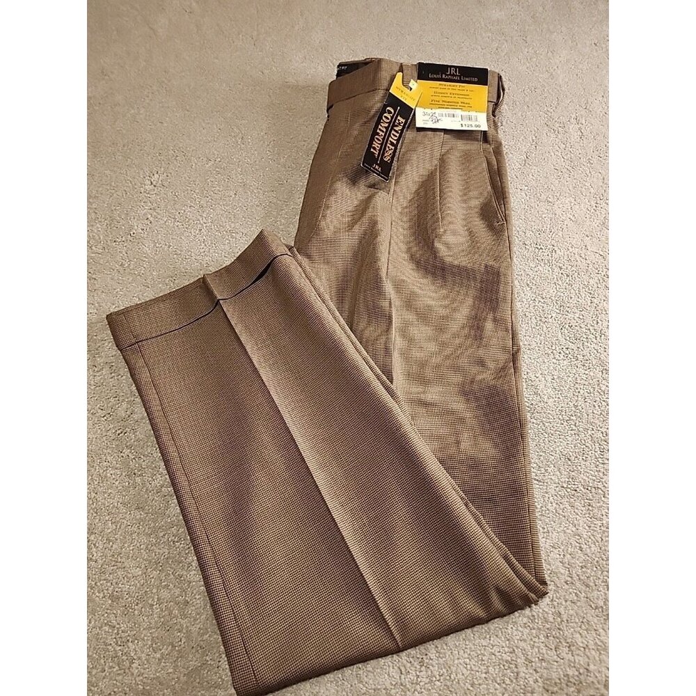 NWT * MEN'S LOUIS RAPHAEL PLEATED DRESS PANTS 34 X 32 WORSTED WOOL HIIDEN EXT.